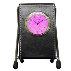 Pink Pattern Pen Holder Desk Clocks