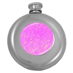 Pink Pattern Round Hip Flask (5 Oz) by Valentinaart