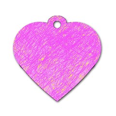 Pink Pattern Dog Tag Heart (two Sides) by Valentinaart