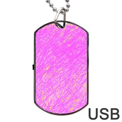 Pink Pattern Dog Tag Usb Flash (one Side)