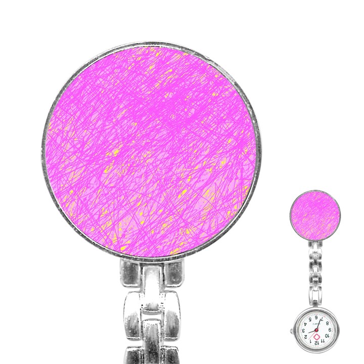 Pink pattern Stainless Steel Nurses Watch