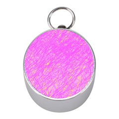 Pink Pattern Mini Silver Compasses