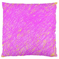 Pink Pattern Large Flano Cushion Case (two Sides)