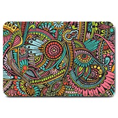 Colorful Hippie Flowers Pattern, Zz0103 Large Doormat by Zandiepants