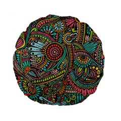 Colorful Hippie Flowers Pattern, Zz0103 Standard 15  Premium Round Cushion  by Zandiepants