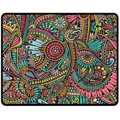 Colorful Hippie Flowers Pattern, Zz0103 Double Sided Fleece Blanket (medium) by Zandiepants