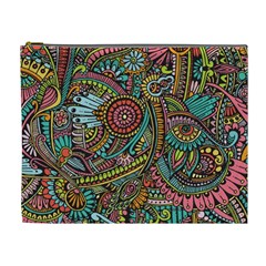 Colorful Hippie Flowers Pattern, Zz0103 Cosmetic Bag (xl)