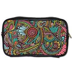 Colorful Hippie Flowers Pattern, Zz0103 Toiletries Bag (two Sides) by Zandiepants