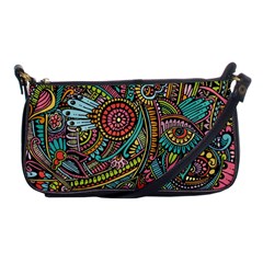 Colorful Hippie Flowers Pattern, Zz0103 Shoulder Clutch Bag by Zandiepants