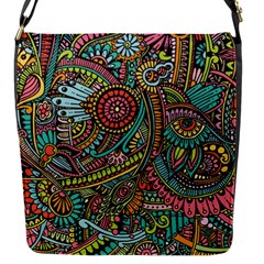 Colorful Hippie Flowers Pattern, Zz0103 Flap Closure Messenger Bag (s)