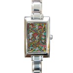 Colorful Hippie Flowers Pattern, zz0103 Rectangle Italian Charm Watch Front