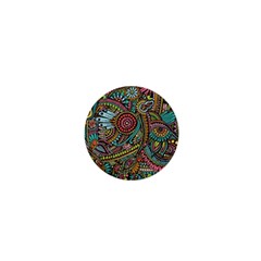 Colorful Hippie Flowers Pattern, Zz0103 1  Mini Button by Zandiepants