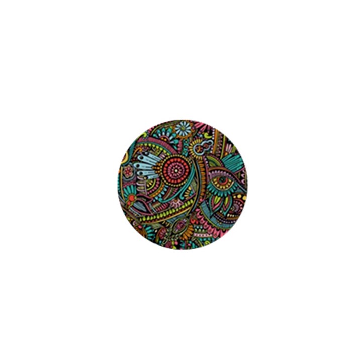 Colorful Hippie Flowers Pattern, zz0103 1  Mini Button