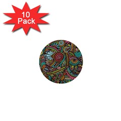 Colorful Hippie Flowers Pattern, Zz0103 1  Mini Button (10 Pack)  by Zandiepants