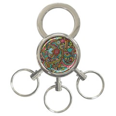 Colorful Hippie Flowers Pattern, Zz0103 3-ring Key Chain by Zandiepants