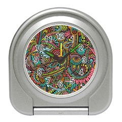 Colorful Hippie Flowers Pattern, Zz0103 Travel Alarm Clock by Zandiepants