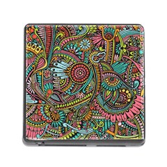 Colorful Hippie Flowers Pattern, Zz0103 Memory Card Reader (square) by Zandiepants