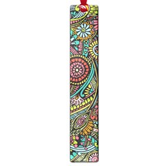 Colorful Hippie Flowers Pattern, Zz0103 Large Book Mark by Zandiepants