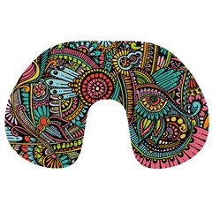 Colorful Hippie Flowers Pattern, Zz0103 Travel Neck Pillow