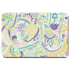 Purple, Green, Yellow Hippie Flowers Pattern, Zz0104 Large Doormat by Zandiepants