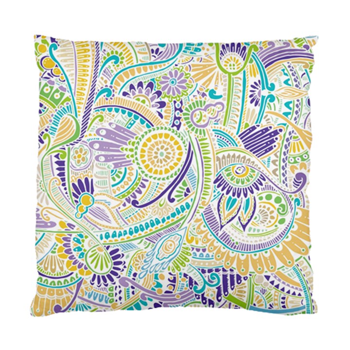 Purple, Green, Yellow Hippie Flowers Pattern, zz0104 Standard Cushion Case (Two Sides)