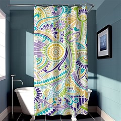 Purple, Green, Yellow Hippie Flowers Pattern, Zz0104 Shower Curtain 36  X 72  (stall) by Zandiepants