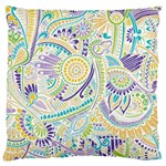 Purple, Green, Yellow Hippie Flowers Pattern, zz0104 Large Cushion Case (One Side) Front