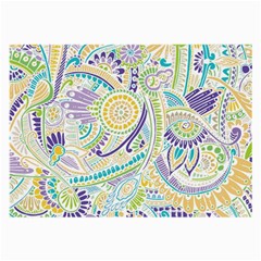 Purple, Green, Yellow Hippie Flowers Pattern, Zz0104 Large Glasses Cloth (2 Sides) by Zandiepants