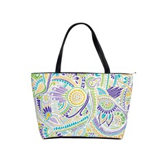 Purple, Green, Yellow Hippie Flowers Pattern, Zz0104 Classic Shoulder Handbag by Zandiepants