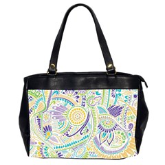 Purple, Green, Yellow Hippie Flowers Pattern, Zz0104 Oversize Office Handbag (2 Sides) by Zandiepants