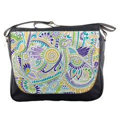 Purple, Green, Yellow Hippie Flowers Pattern, Zz0104 Messenger Bag by Zandiepants