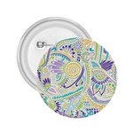 Purple, Green, Yellow Hippie Flowers Pattern, zz0104, 2.25  Button Front