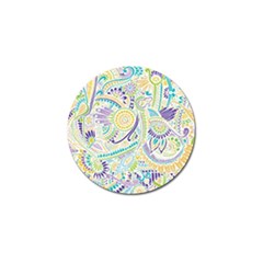 Purple, Green, Yellow Hippie Flowers Pattern, Zz0104, Golf Ball Marker by Zandiepants