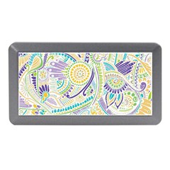 Purple, Green, Yellow Hippie Flowers Pattern, Zz0104, Memory Card Reader (mini) by Zandiepants