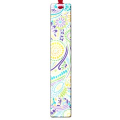 Purple, Green, Yellow Hippie Flowers Pattern, Zz0104, Large Book Mark by Zandiepants