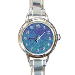 Blue Pattern Round Italian Charm Watch by Valentinaart