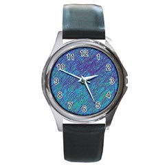 Blue Pattern Round Metal Watch