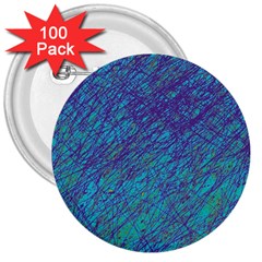 Blue Pattern 3  Buttons (100 Pack) 