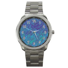 Blue Pattern Sport Metal Watch