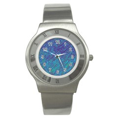 Blue Pattern Stainless Steel Watch