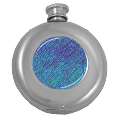 Blue Pattern Round Hip Flask (5 Oz) by Valentinaart