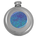 Blue pattern Round Hip Flask (5 oz) Front