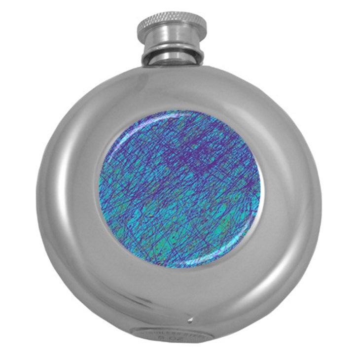 Blue pattern Round Hip Flask (5 oz)