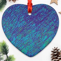 Blue Pattern Heart Ornament (2 Sides) by Valentinaart