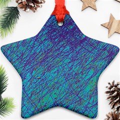 Blue Pattern Star Ornament (two Sides)  by Valentinaart