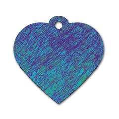 Blue Pattern Dog Tag Heart (two Sides)