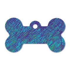 Blue Pattern Dog Tag Bone (two Sides)