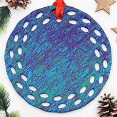 Blue Pattern Round Filigree Ornament (2side)