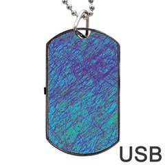 Blue Pattern Dog Tag Usb Flash (one Side)