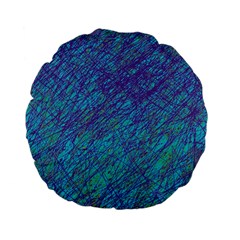 Blue Pattern Standard 15  Premium Flano Round Cushions